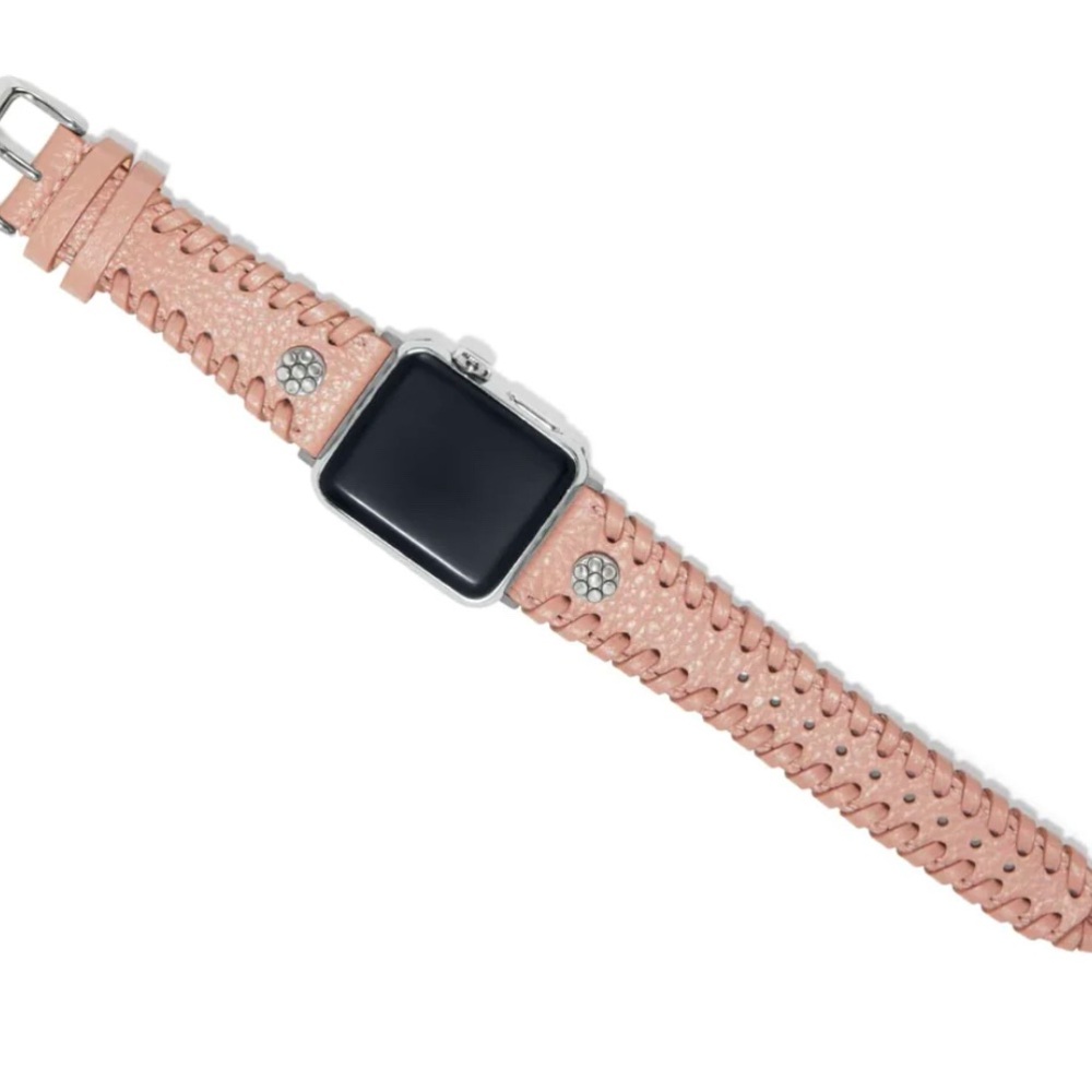 Brighton Pink Braided Leather Apple Watch Band with Crystal Studs